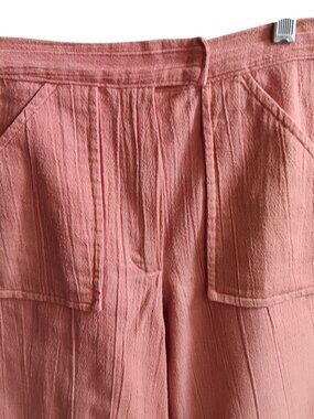 1970's 24x25 Girls Vintage Jeans Wide-Leg Peach Textured Cotton Pants 1OF1